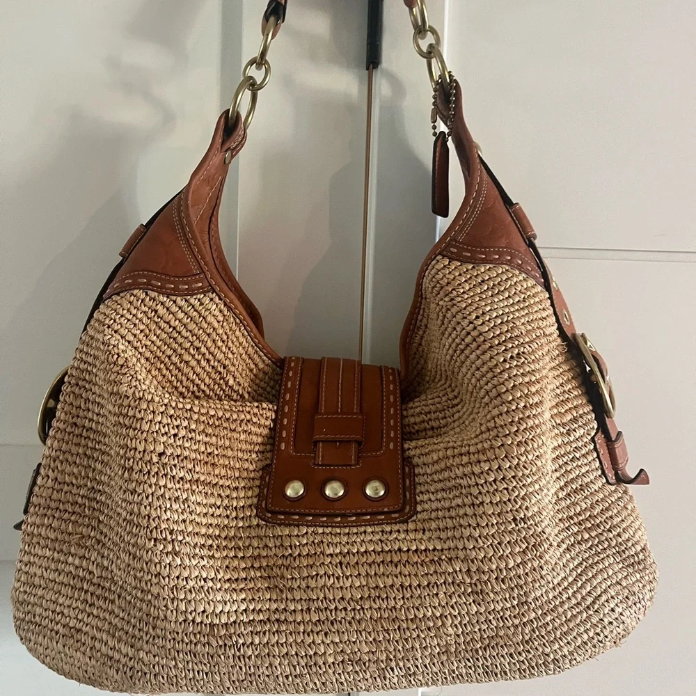 Coach Hobo Natural Straw XL Shoulder Sac/Bag/Purse 11806